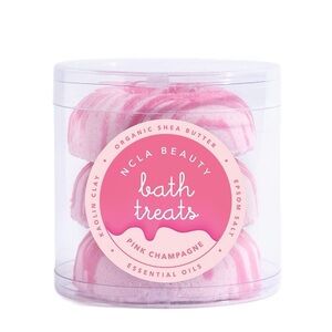 NCLA Beauty Bath Treats All Natural Bath Bombs Set of 3 Pink Champagne USA Made‎